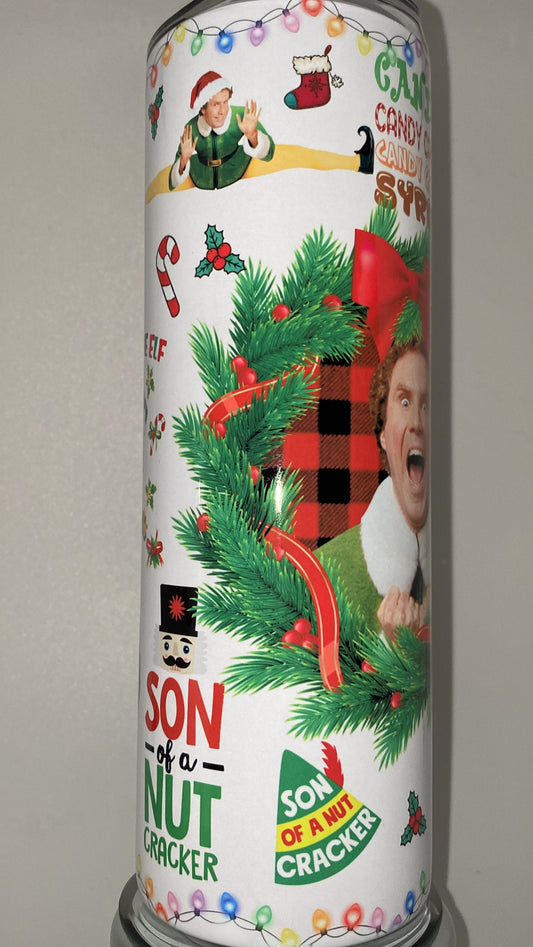 Funny ELF Christmas Tumbler Bottle Perfect for Hot and Cold Drinks Double Insulated