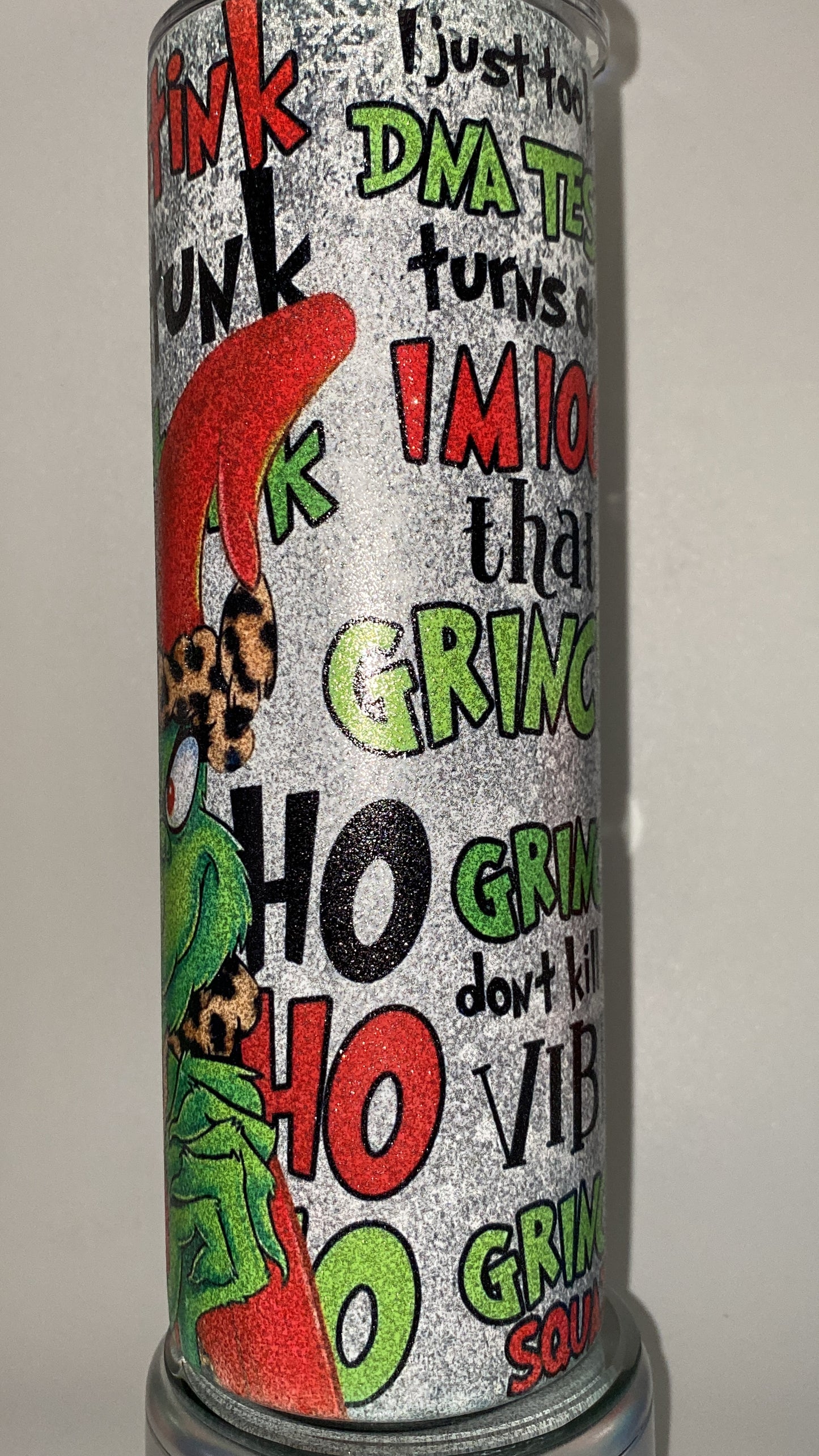 Grinch Christmas GLITTER Tumbler 20 oz Hot and Cold Drinking Cup Gift
