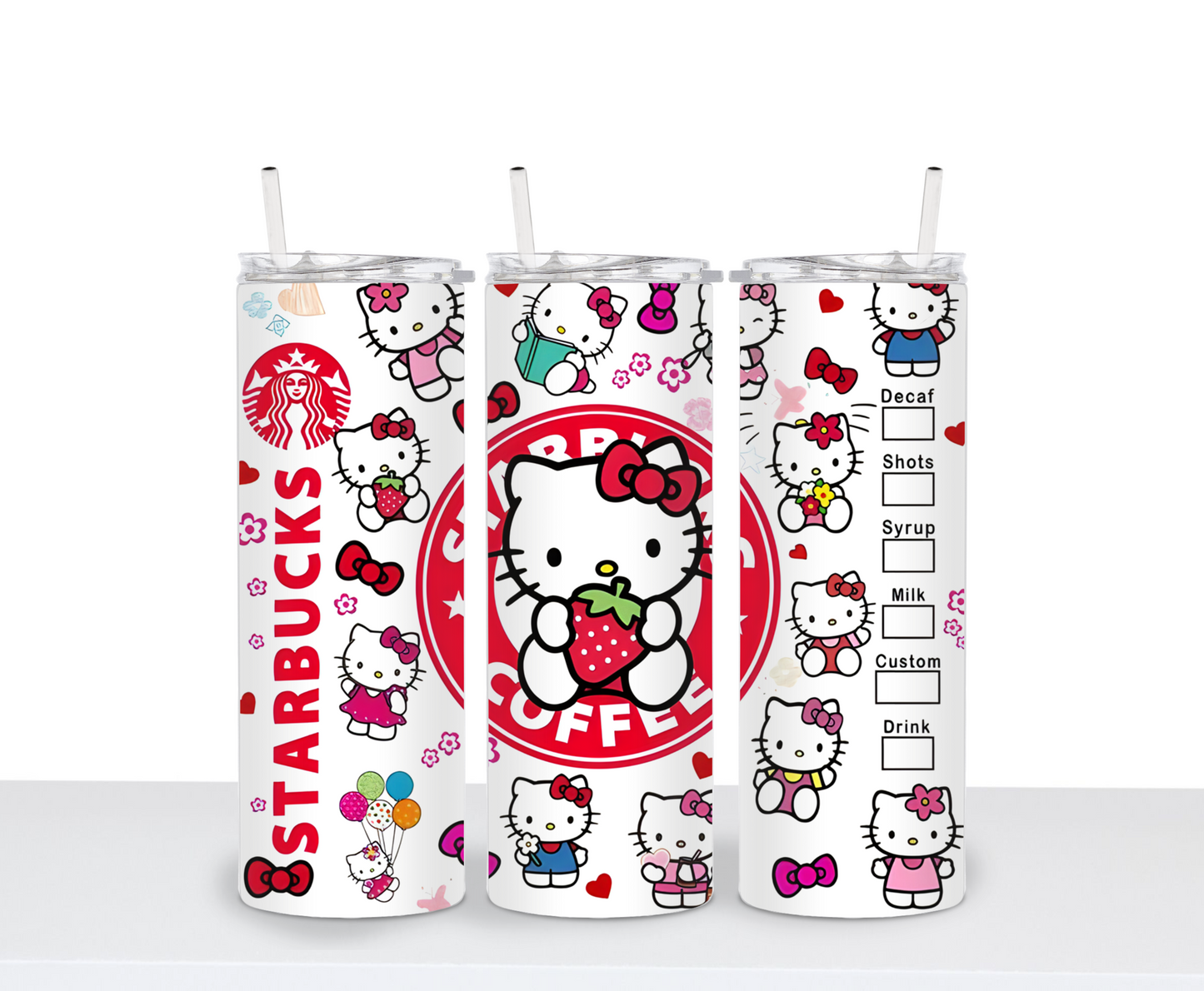Adorable Cute kitty hello cat inspired drinking tumbler 20 oz water bottle