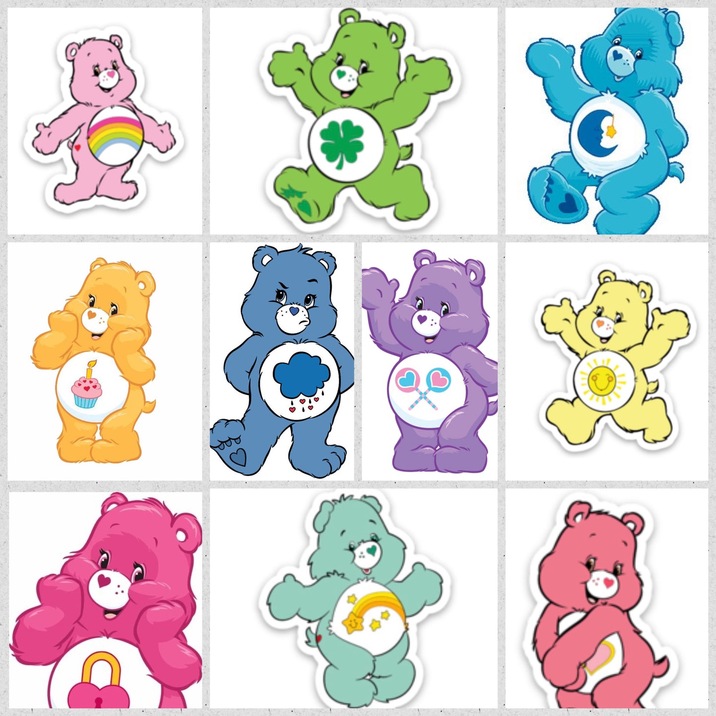 Care Bear Mini Stickers Retro Vintage Inspired Carebear 80s Decals