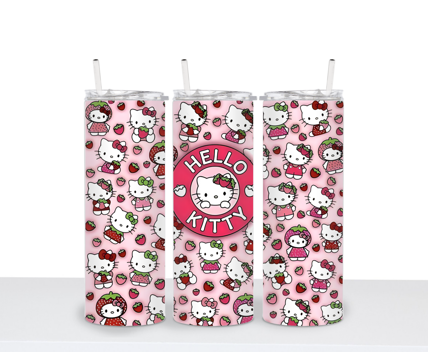 Adorable Cute kitty hello cat inspired drinking tumbler 20 oz water bottle