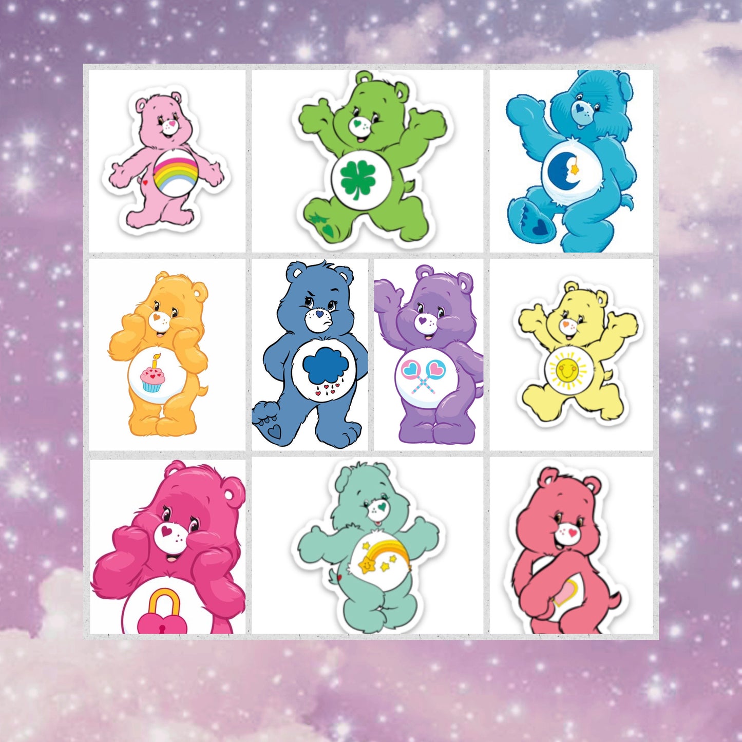 Care Bear Mini Stickers Retro Vintage Inspired Carebear 80s Decals