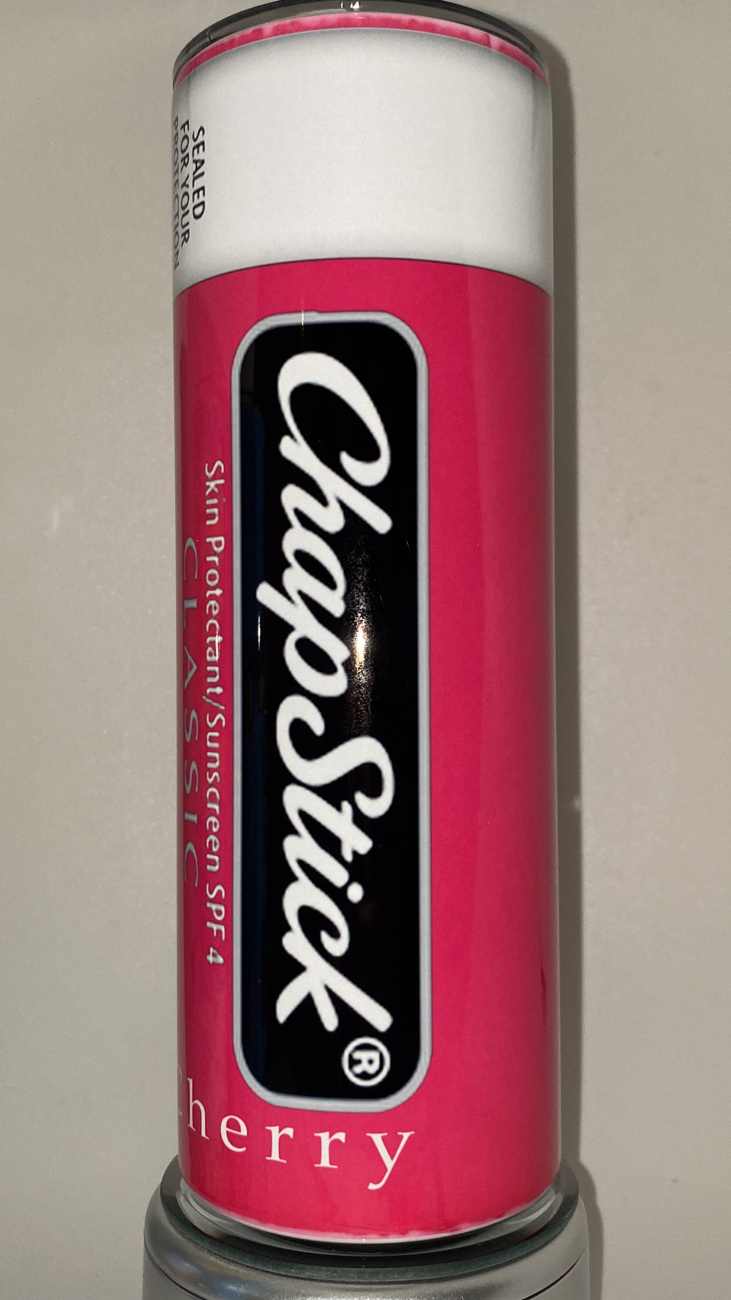 Chapstick CHERRY Retro Tumbler 20 oz Hot and Cold Drinks Double Insulated