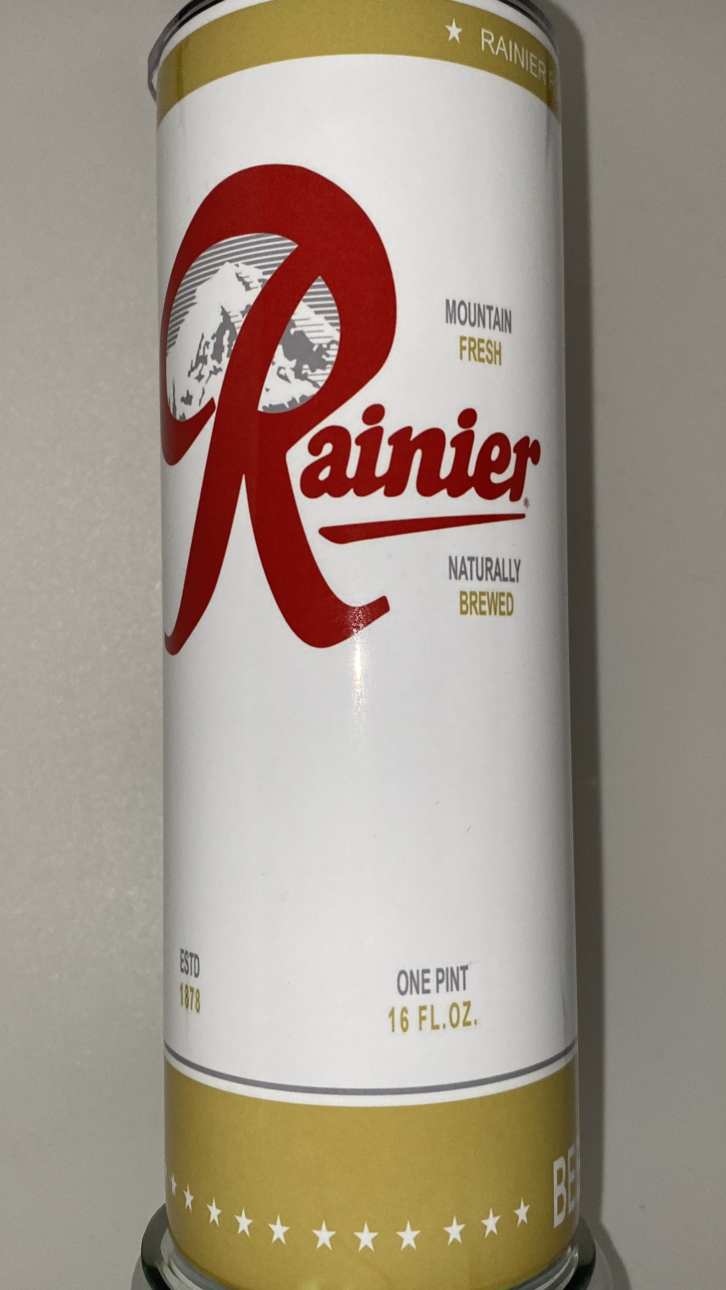 Rainer Beer PNW inspired 20 oz drinking Tumbler Seattle Beer for HOT and COLD drinks