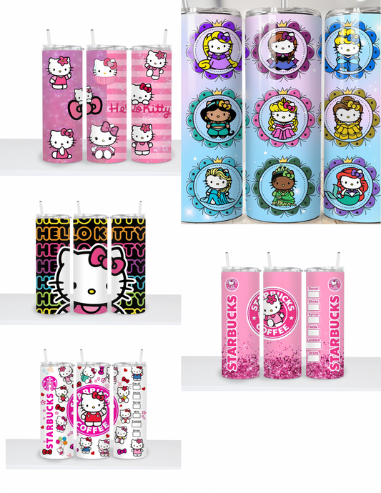 Adorable Cute kitty hello cat inspired drinking tumbler 20 oz water bottle