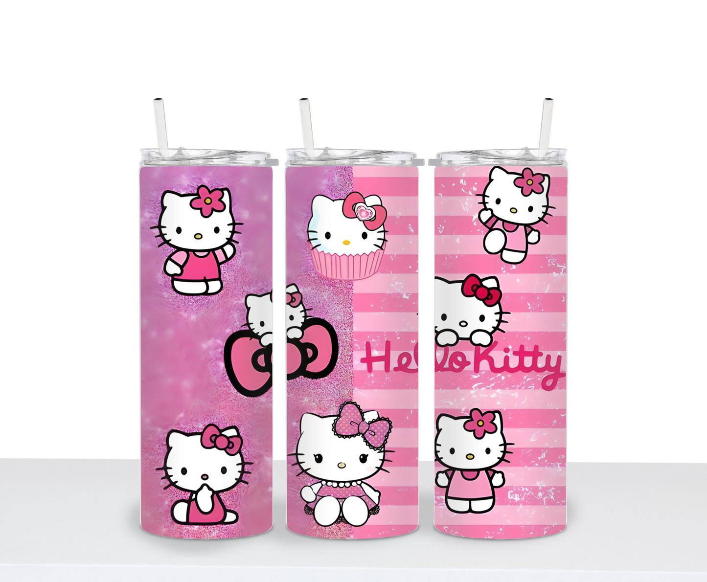 Adorable Cute kitty hello cat inspired drinking tumbler 20 oz water bottle
