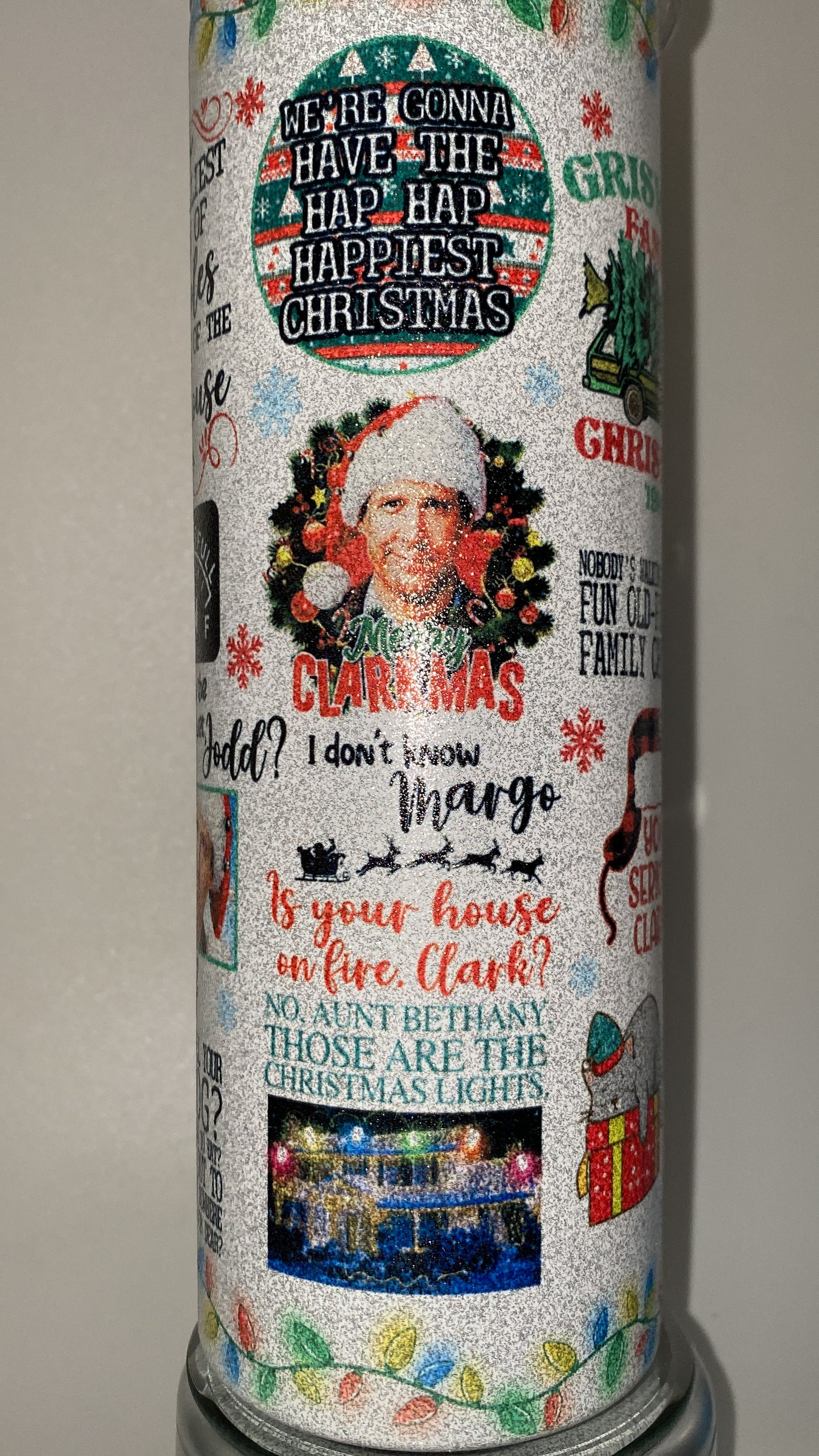 Clark Griswold Funny Glitter Christmas Vacation Tumbler Skinny Retro Cup