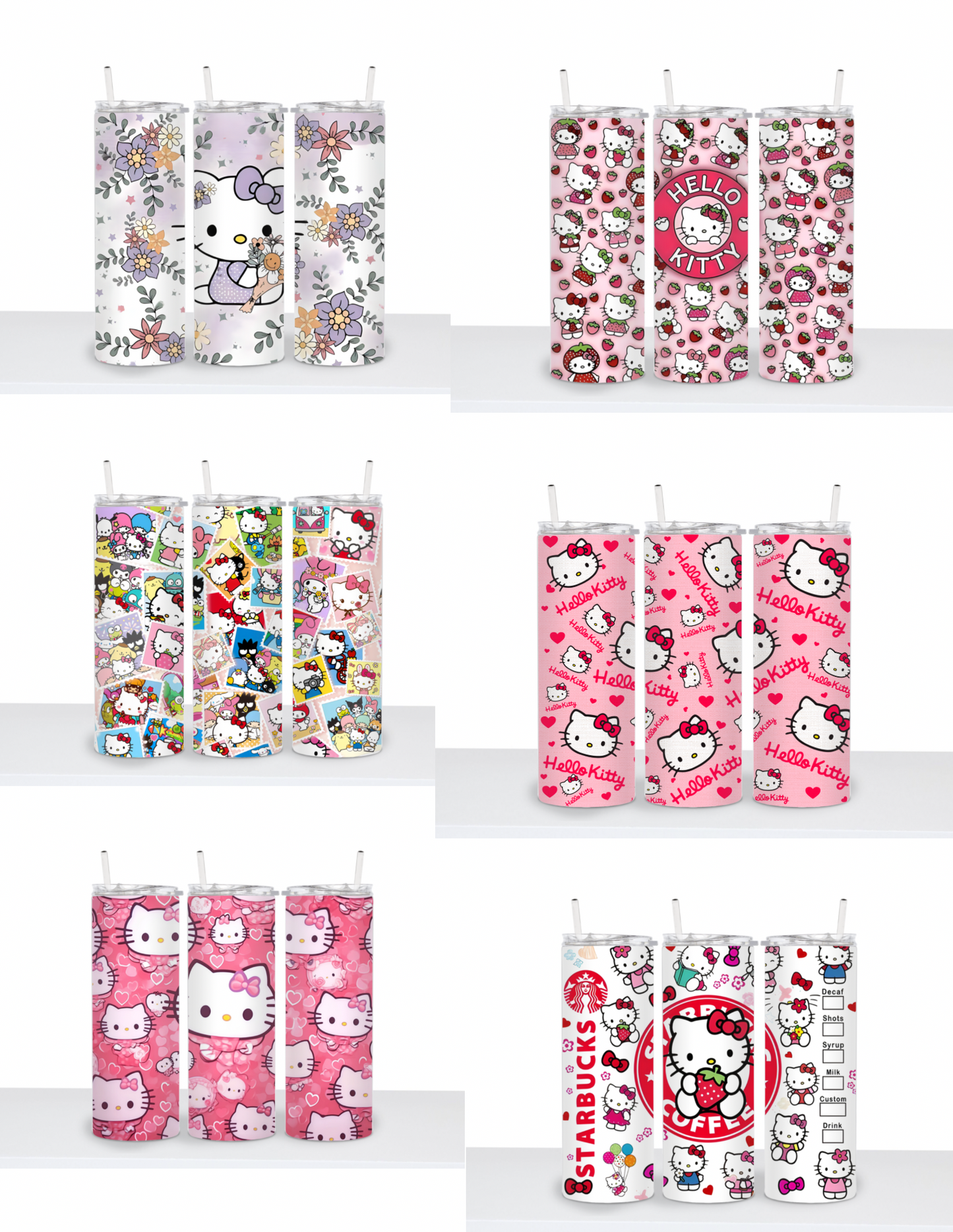 Adorable Cute kitty hello cat inspired drinking tumbler 20 oz water bottle