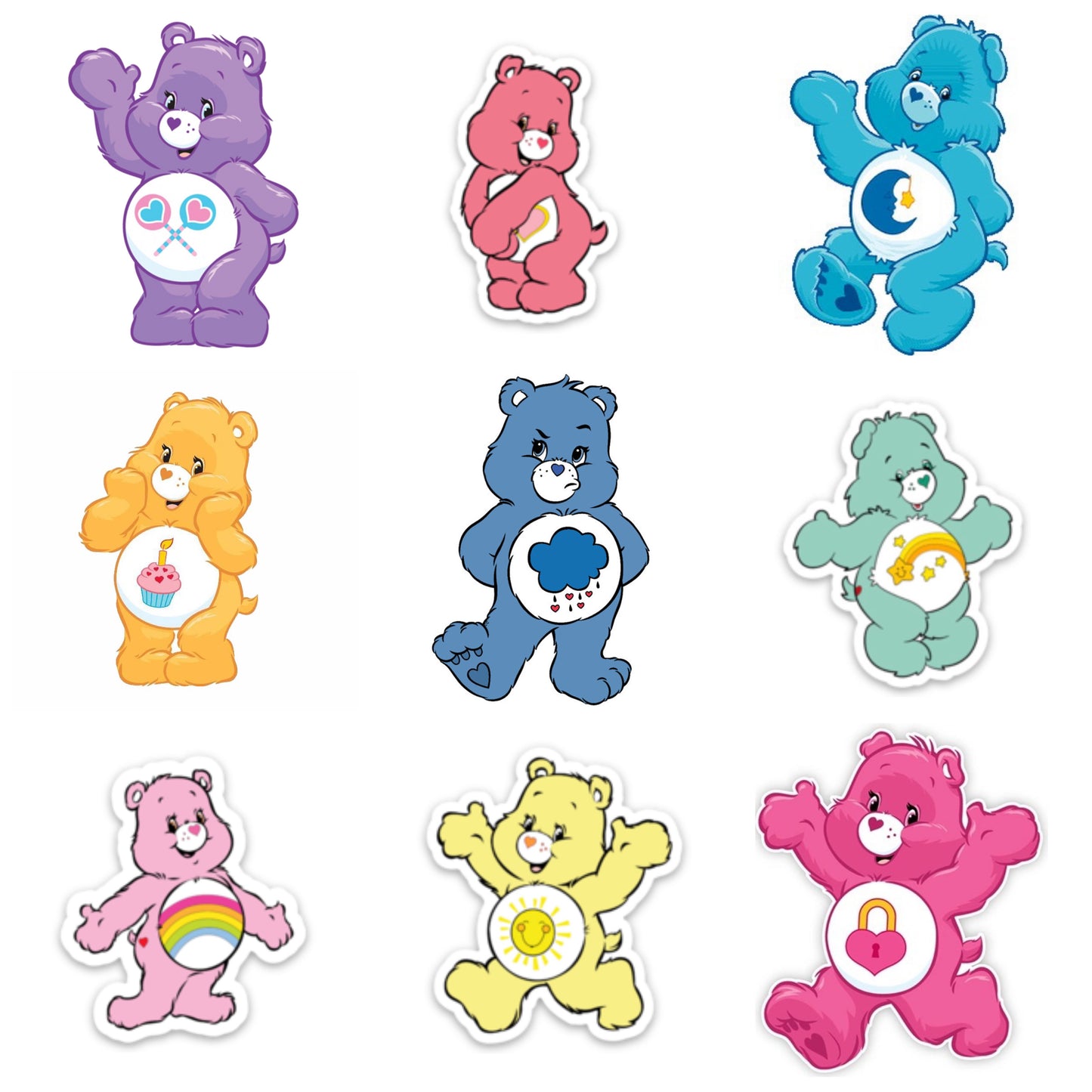 Care Bear Mini Stickers Retro Vintage Inspired Carebear 80s Decals