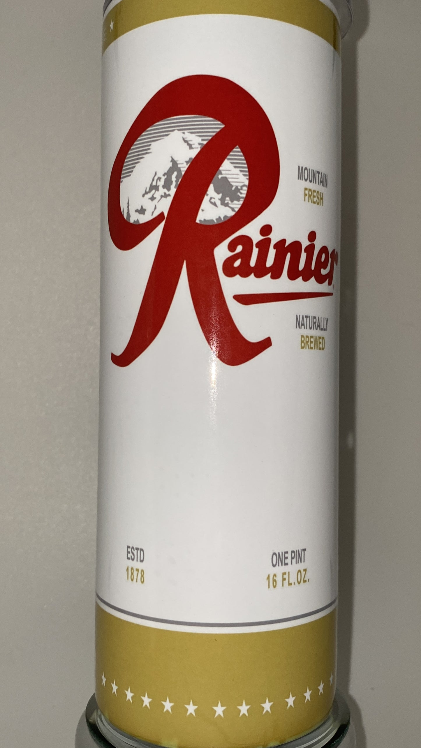 Rainer Beer PNW inspired 20 oz drinking Tumbler Seattle Beer for HOT and COLD drinks