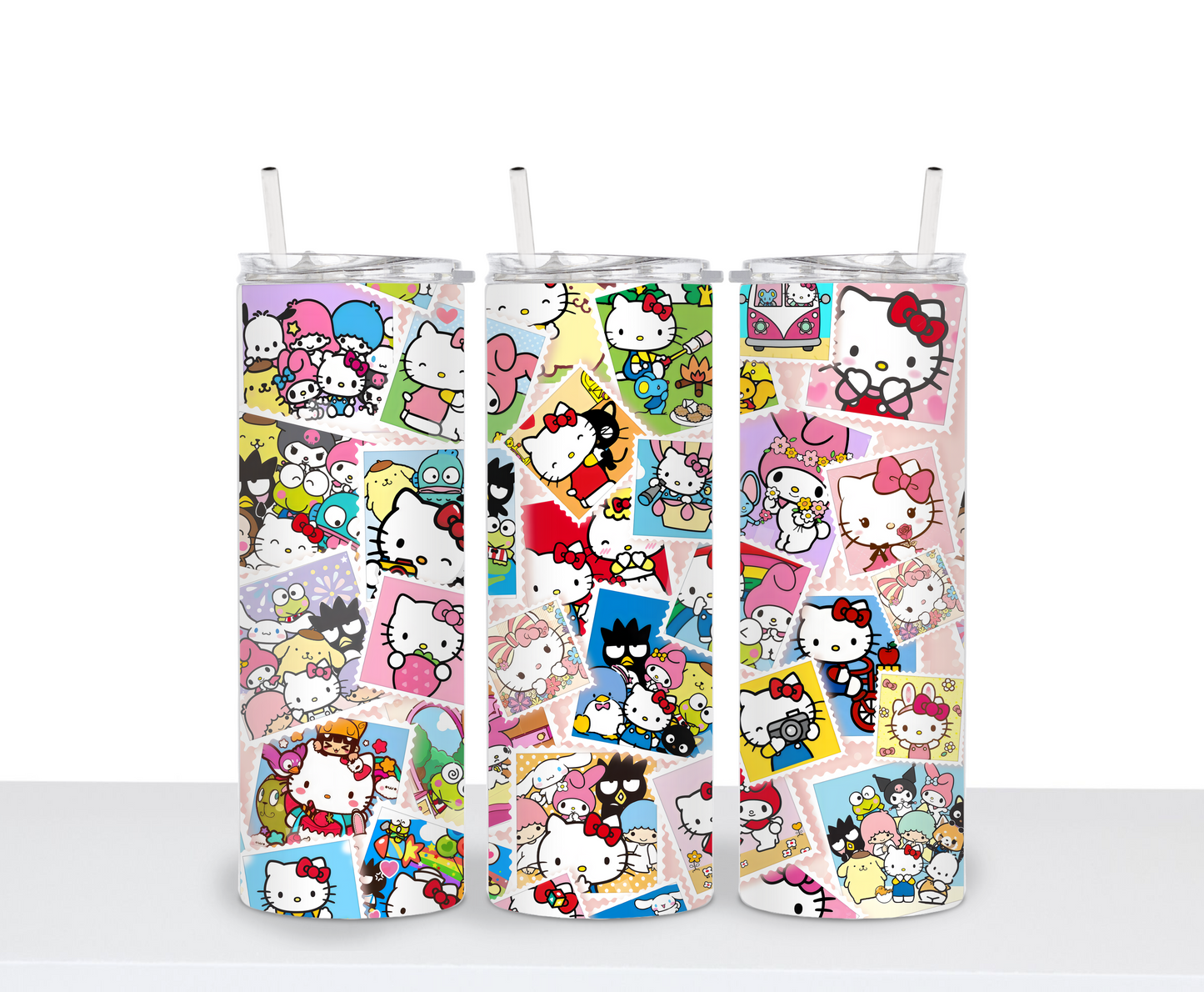 Adorable Cute kitty hello cat inspired drinking tumbler 20 oz water bottle