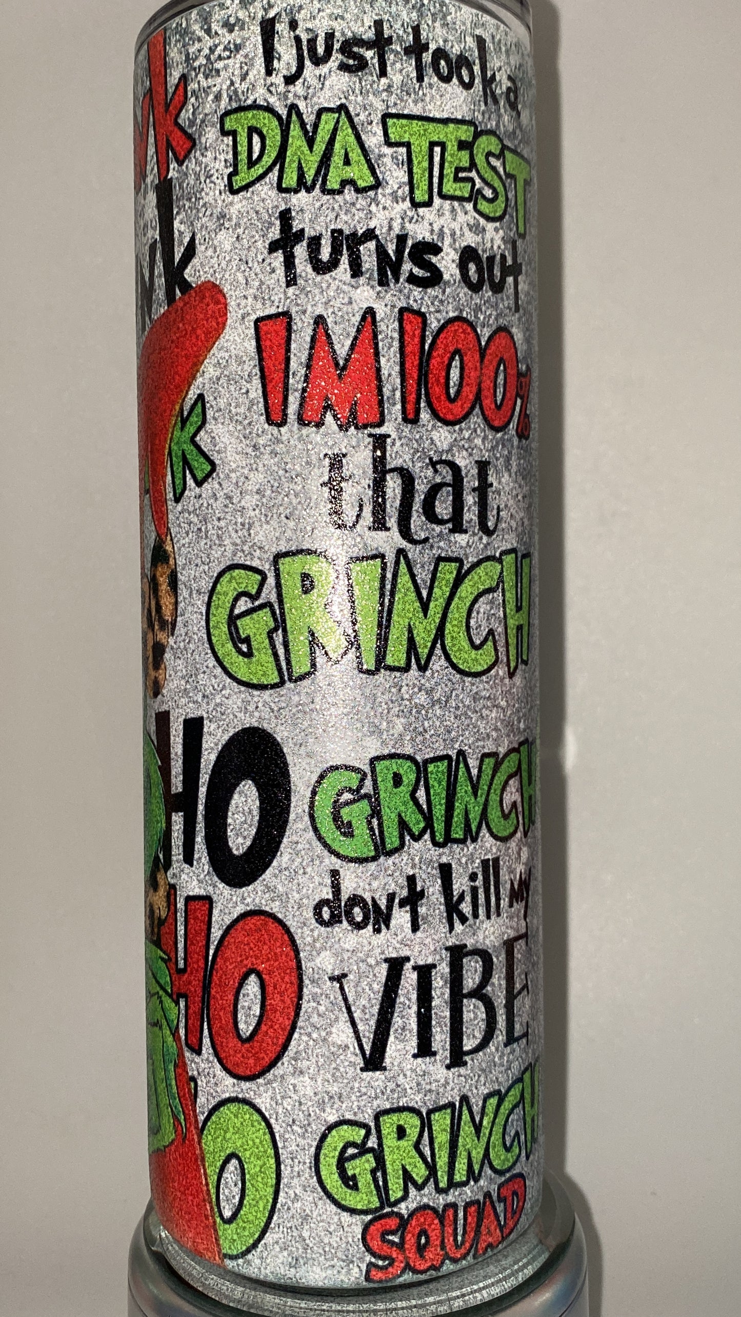 Grinch Christmas GLITTER Tumbler 20 oz Hot and Cold Drinking Cup Gift