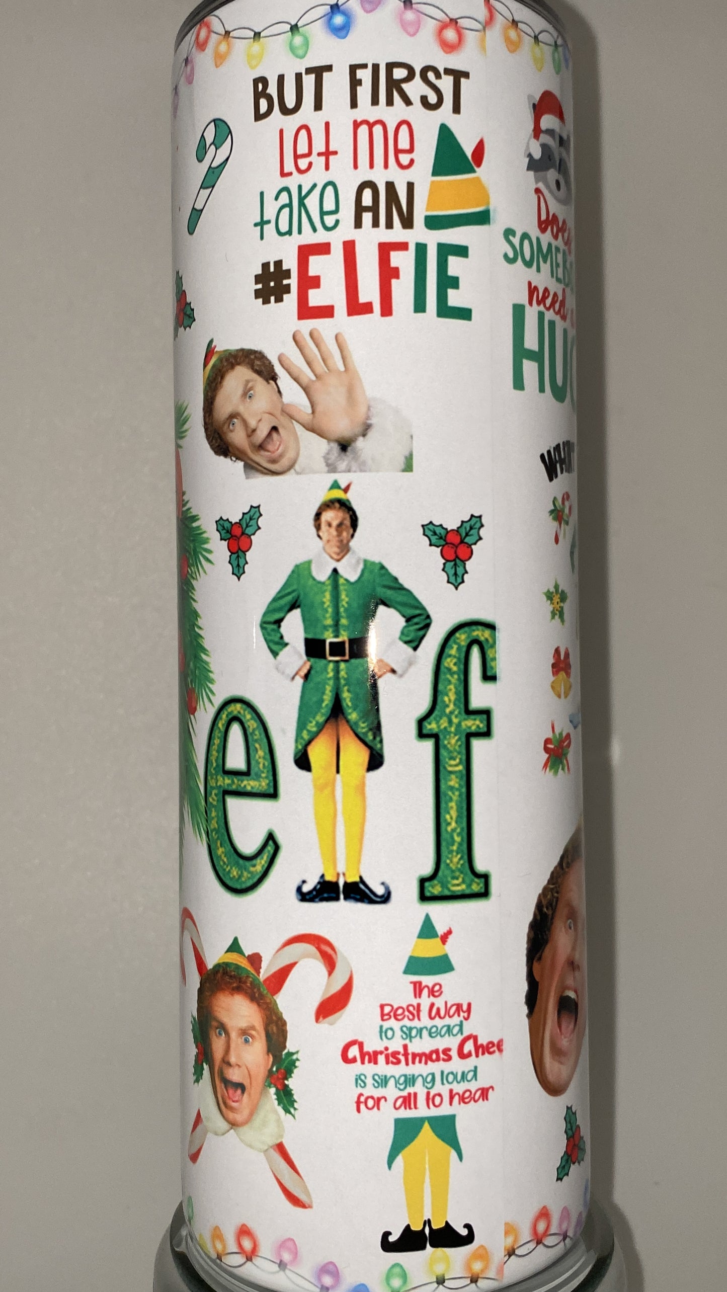 Funny ELF Christmas Tumbler Bottle Perfect for Hot and Cold Drinks Double Insulated