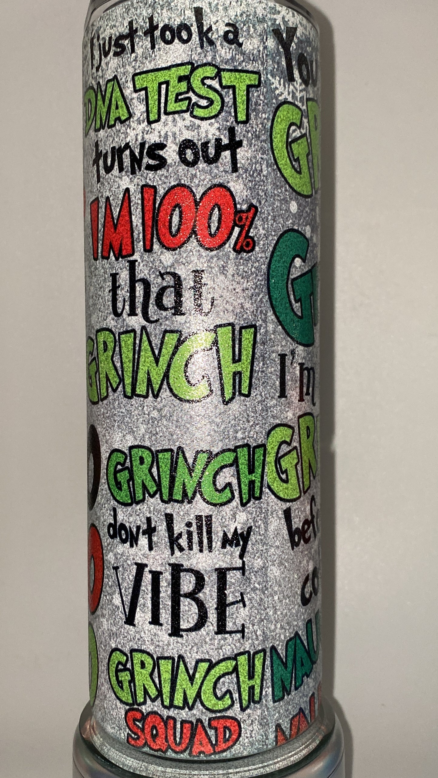 Grinch Christmas GLITTER Tumbler 20 oz Hot and Cold Drinking Cup Gift