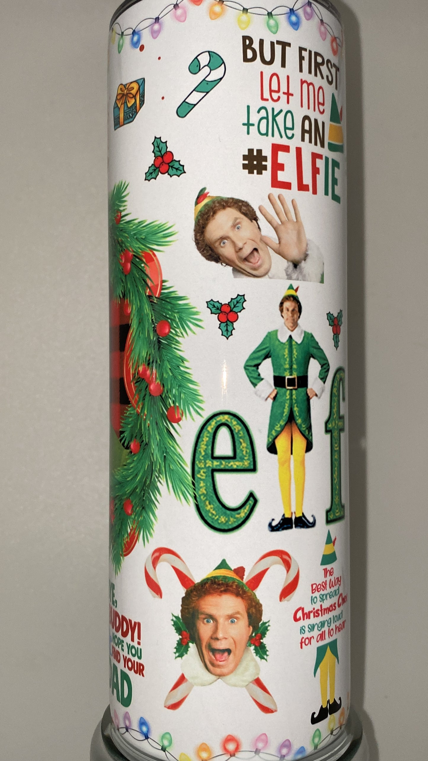 Funny ELF Christmas Tumbler Bottle Perfect for Hot and Cold Drinks Double Insulated