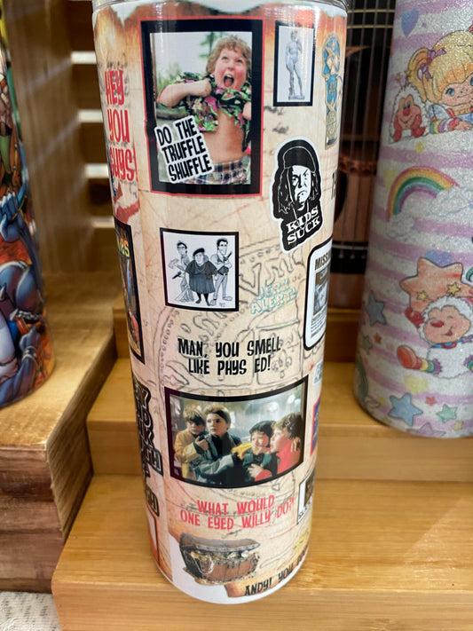 Goonies Inspired 80s Treasure Hunt Tumbler 20 oz Hot and Cold Double Insulated Drinking Cup