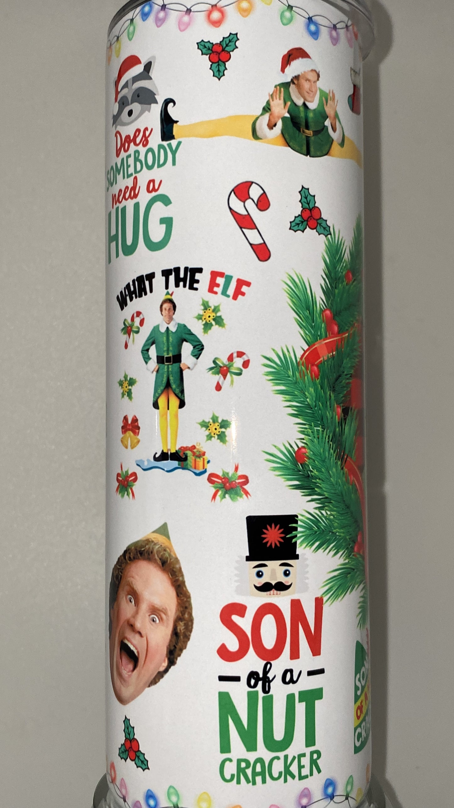 Funny ELF Christmas Tumbler Bottle Perfect for Hot and Cold Drinks Double Insulated