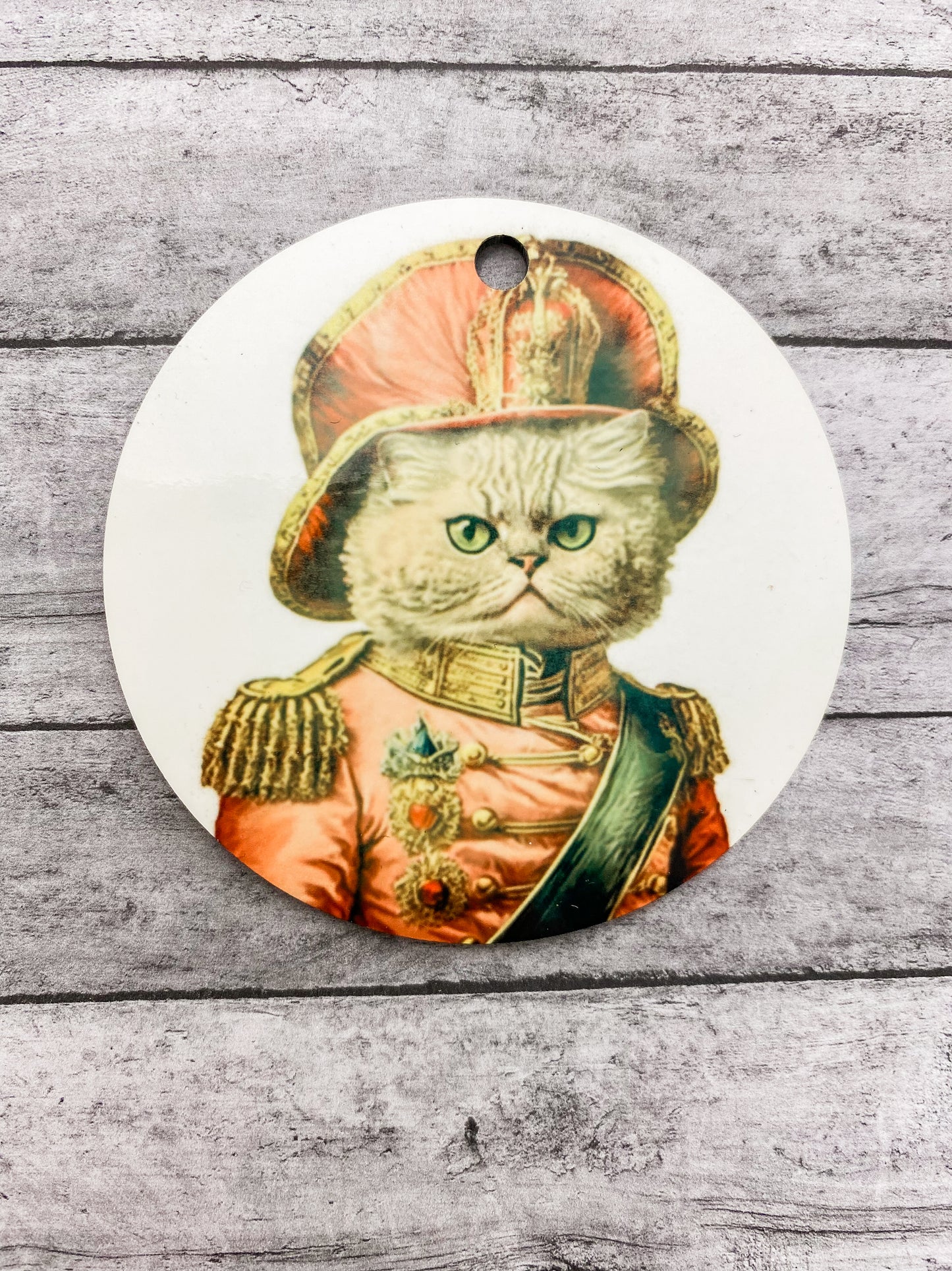 Cat Ornament - Circle Shape Pink Jacket