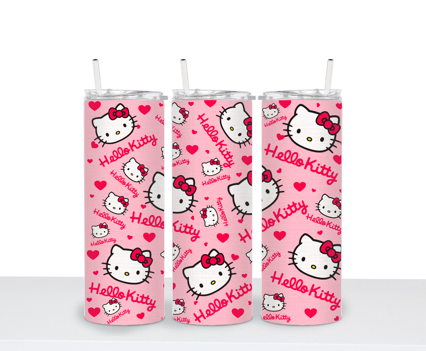 Adorable Cute kitty hello cat inspired drinking tumbler 20 oz water bottle