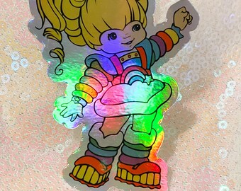 Rainbow Brite Vintage 80s Sticker HOLOGRAPHIC Retro 1980s Rainbow Bright Stickers Decal
