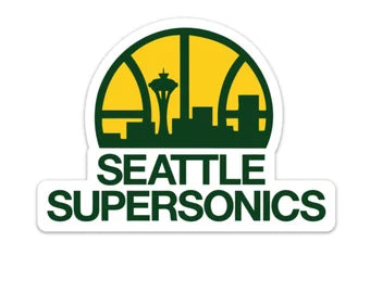 Seattle Super Sonics LARGE Bumper Sticker Vintage Retro Inspired SuperSonics Permanent Decal