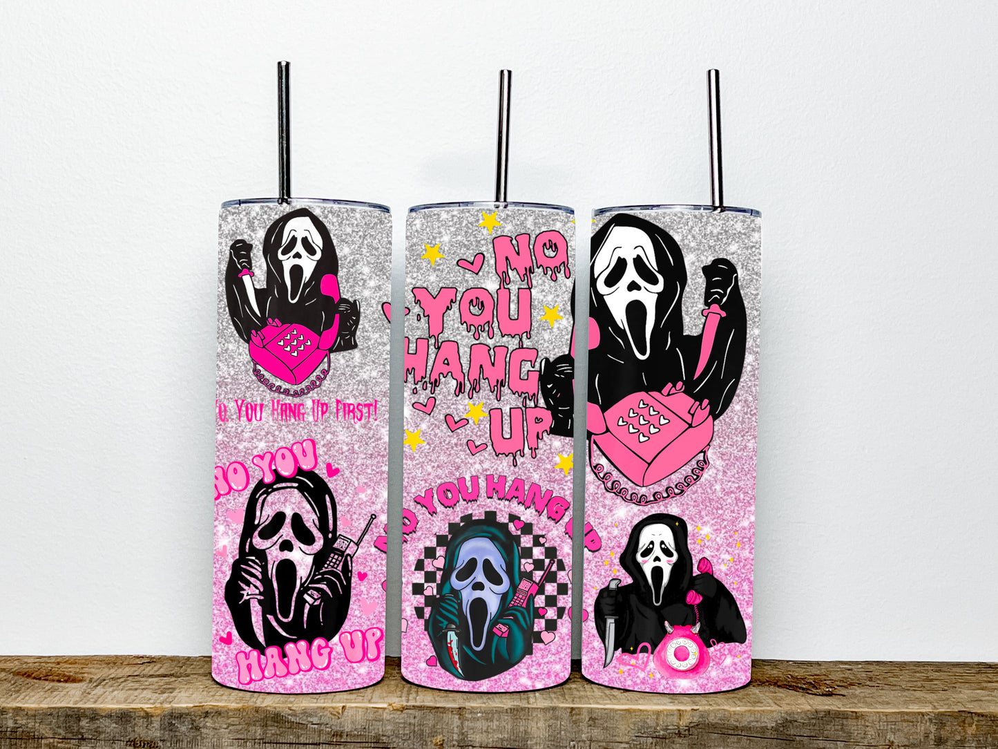 Scream Halloween Tumbler Glitter Ghost Face Cup