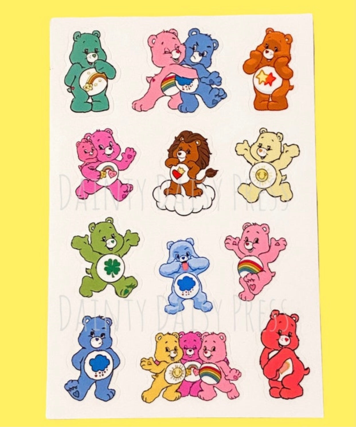Care Bear friends mini stickers set of 12 retro 80s decals