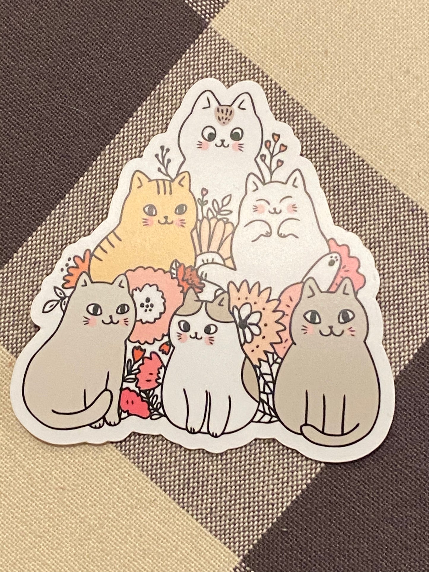CAT Friends and Flowers Sticker Kitty Cat Car Decal