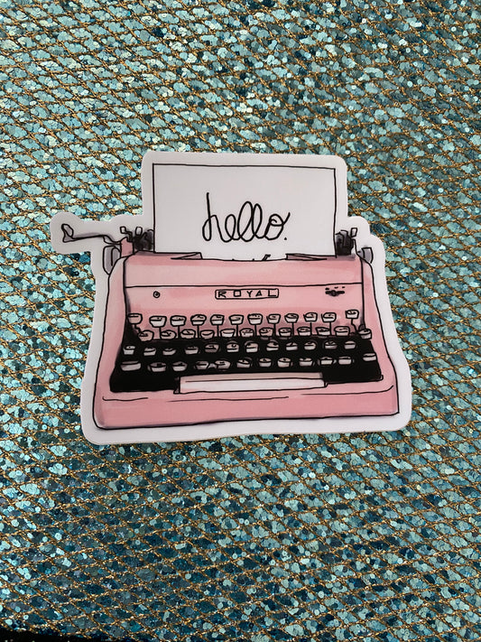 Pink Vintage Royal Typewriter Writer Sticker Decal Perfect