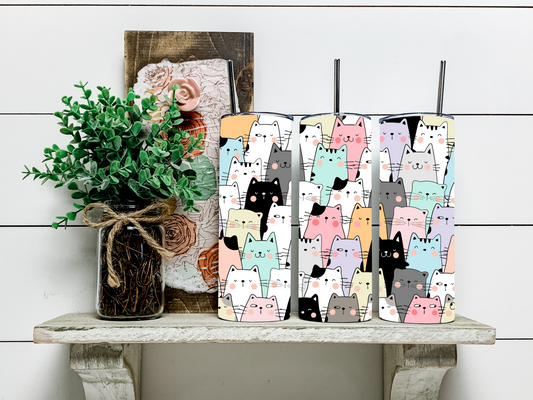 Cat Lover Tumbler 20 oz Hot and Cold Drinks Double Insulated