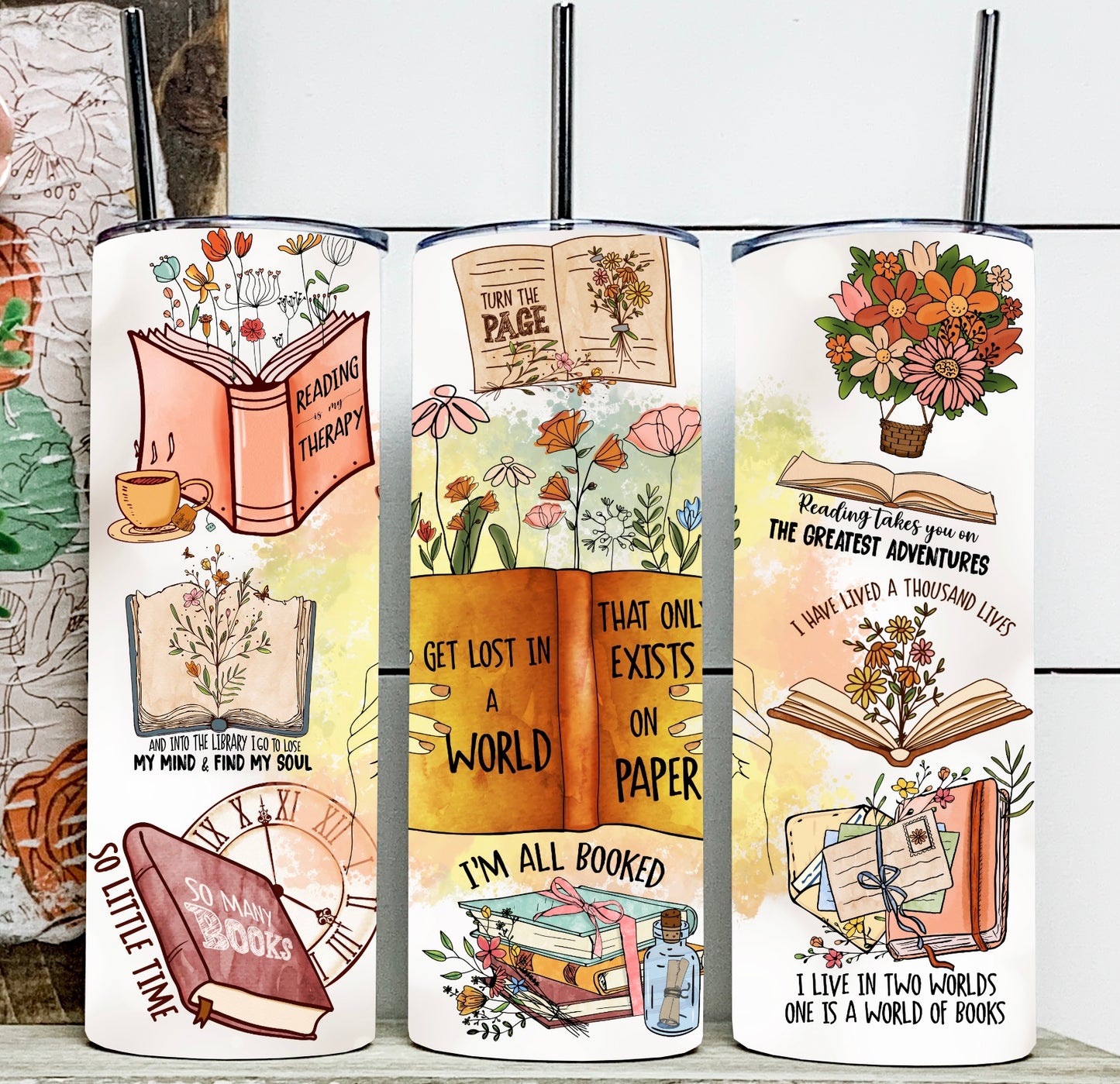 Book Lover Reading Tumbler 20 oz Hot and Cold Drinks Double Insulated