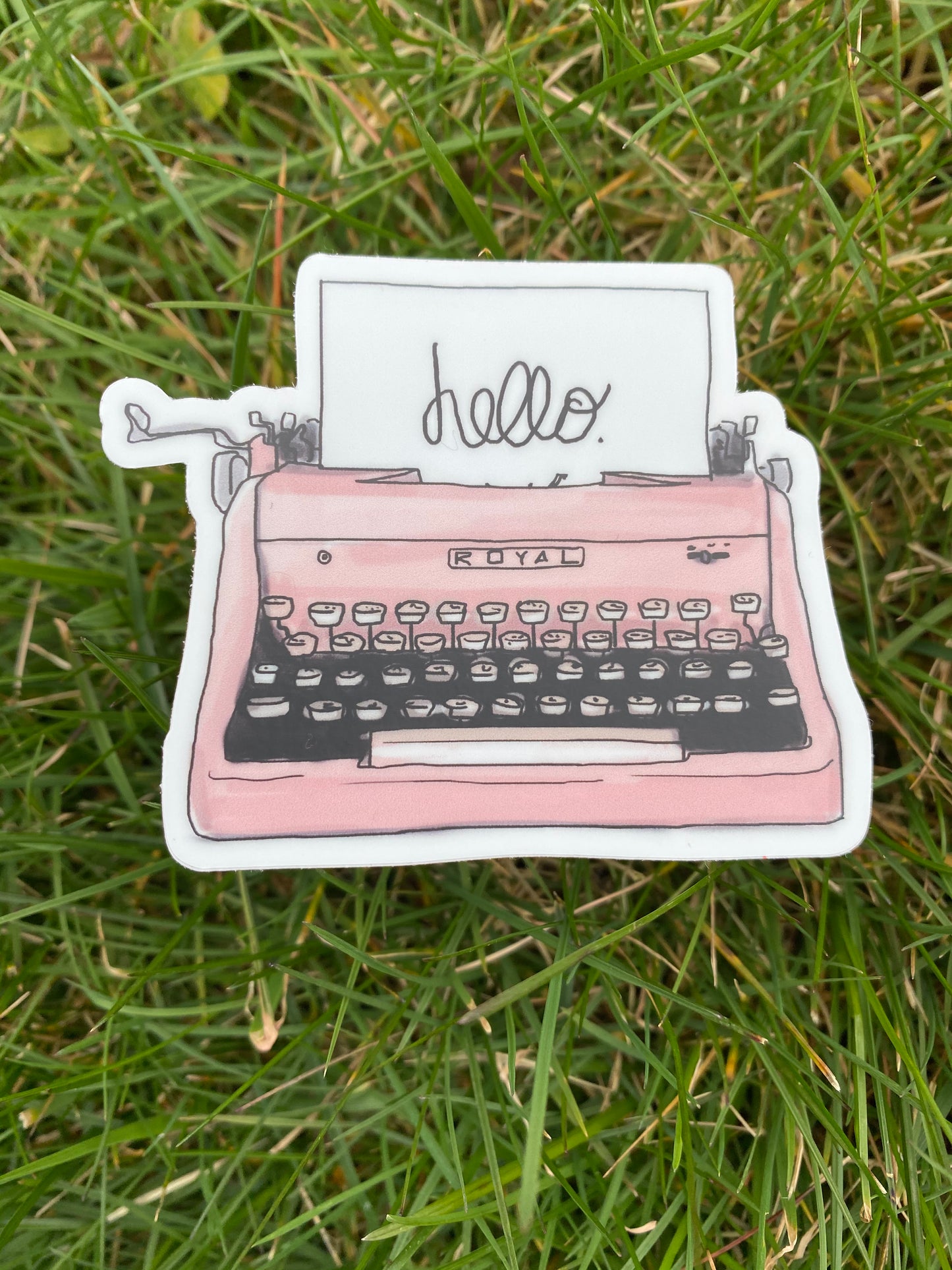 Pink Vintage Royal Typewriter Writer Sticker Decal Perfect