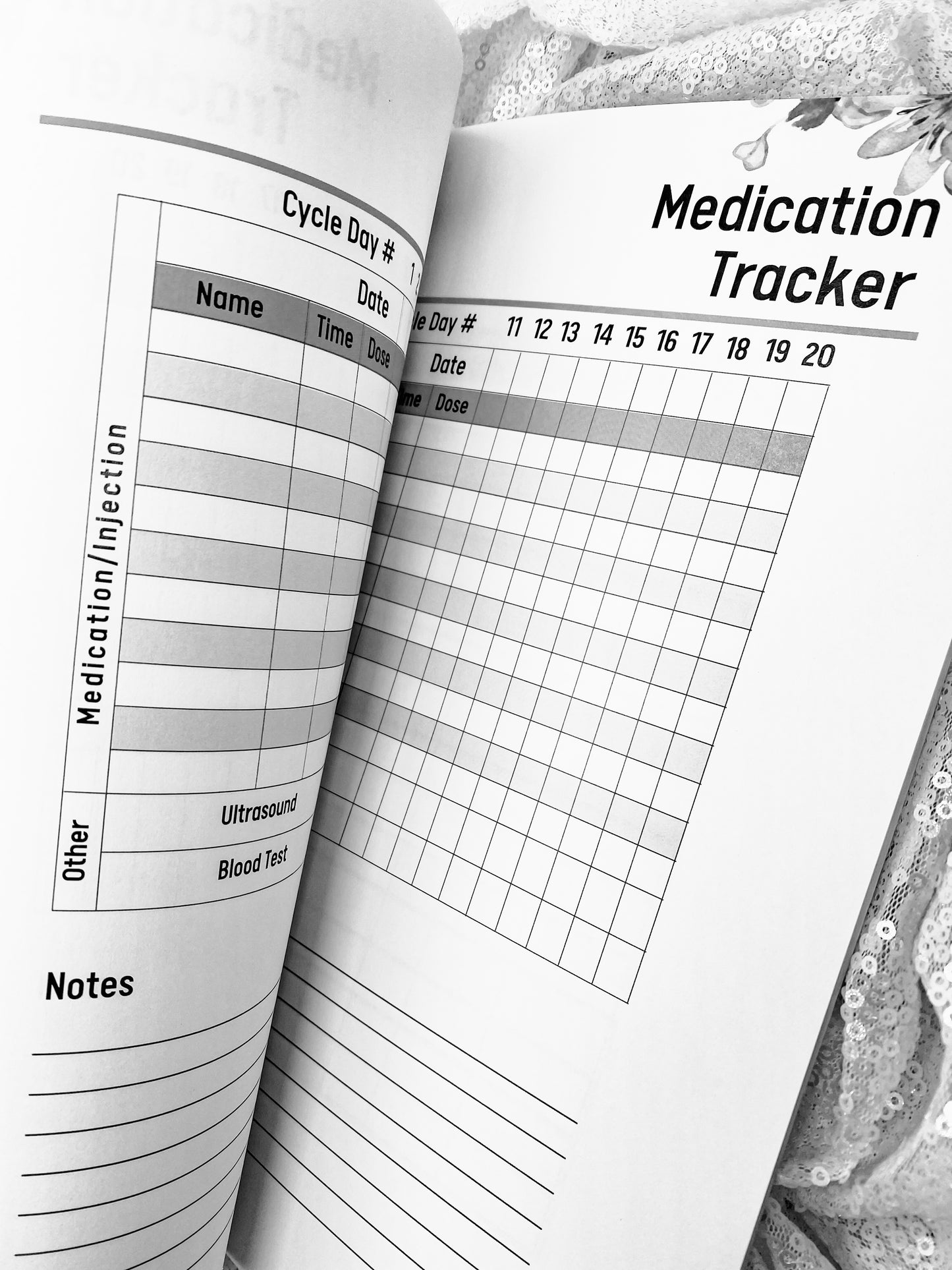 IVF Journal Planner,B&W Complete Ivf Diary, Organize Your In Vitro Fertilization TTC Journey, Medication, Expense, Mood, 2 Full Journals in One