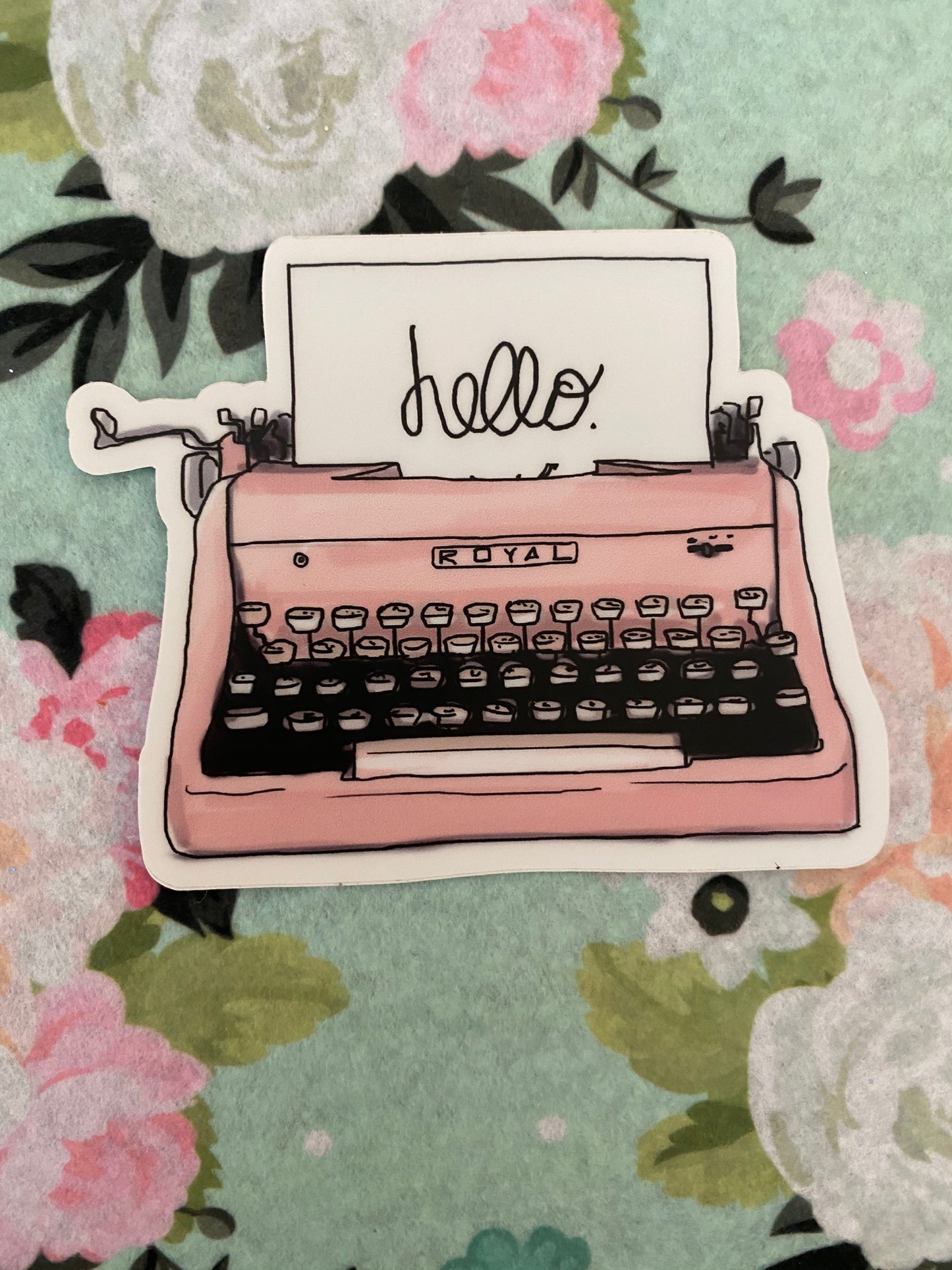 Pink Vintage Royal Typewriter Writer Sticker Decal Perfect