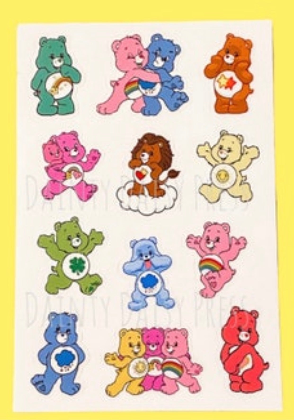 Care Bear friends mini stickers set of 12 retro 80s decals