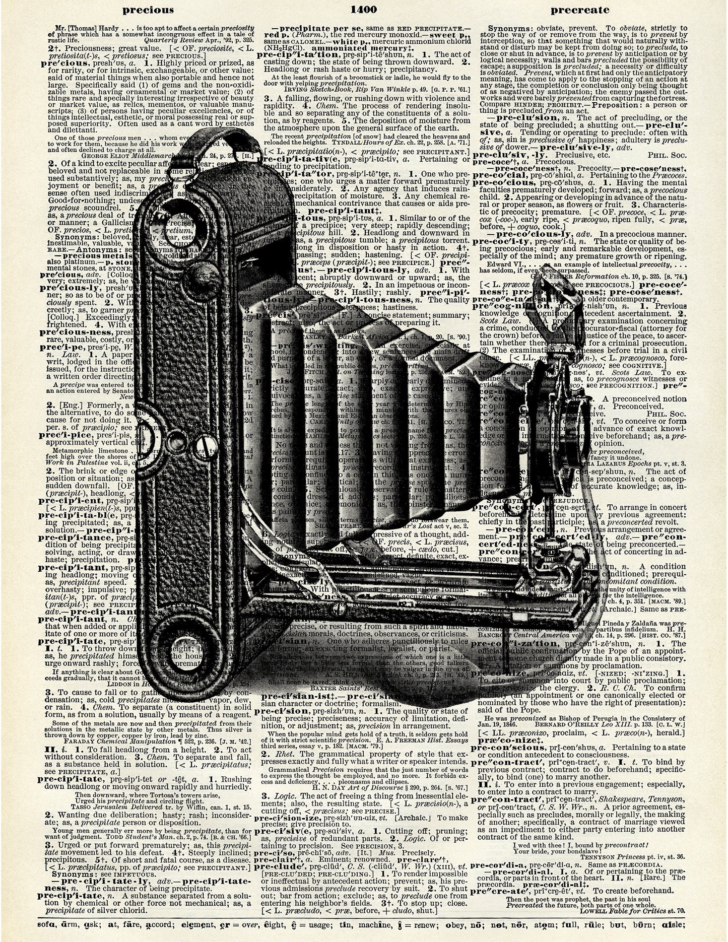 Vintage camera on dictionary background 8 x 10 Print