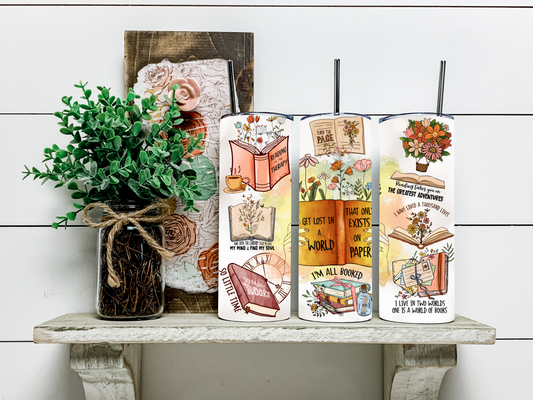 Book Lover Reading Tumbler 20 oz Hot and Cold Drinks Double Insulated