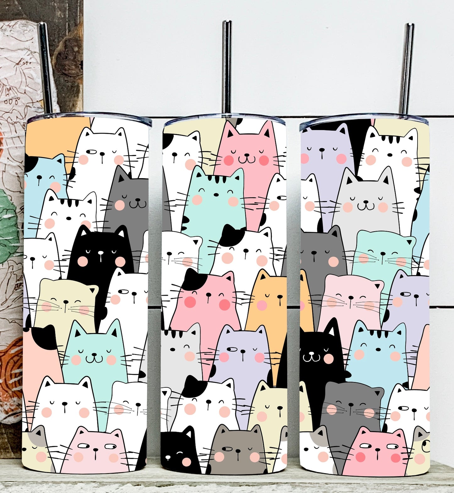 Cat Lover Tumbler 20 oz Hot and Cold Drinks Double Insulated