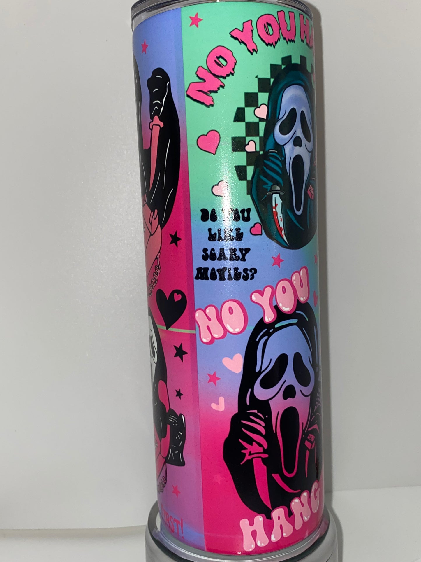Scream Halloween Tumbler Glitter Ghost Face Cup