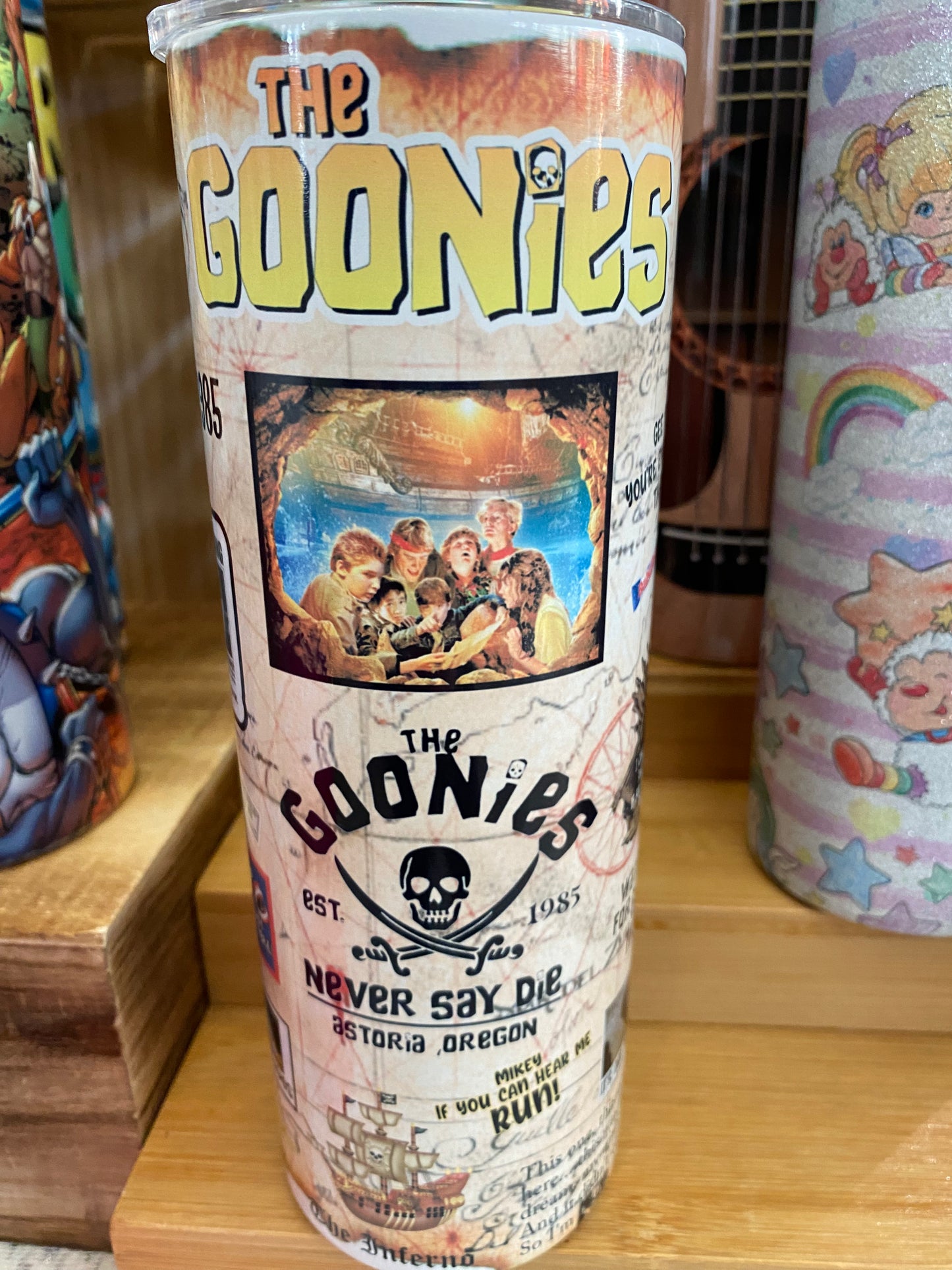 Goonies Inspired 80s Treasure Hunt Tumbler 20 oz Hot and Cold Double Insulated Drinking Cup