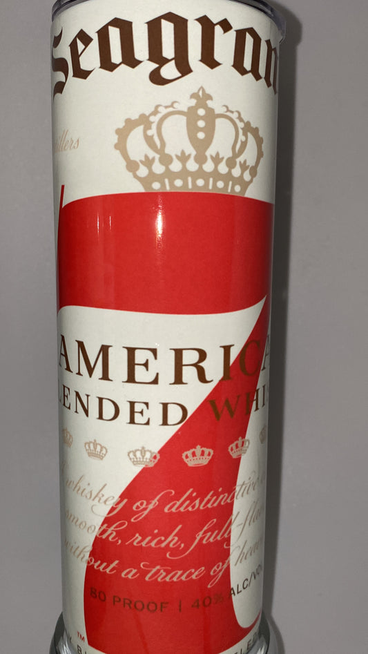 Seagrams 7 liquor inspired 20 oz drinking Tumbler for HOT and COLD drinks