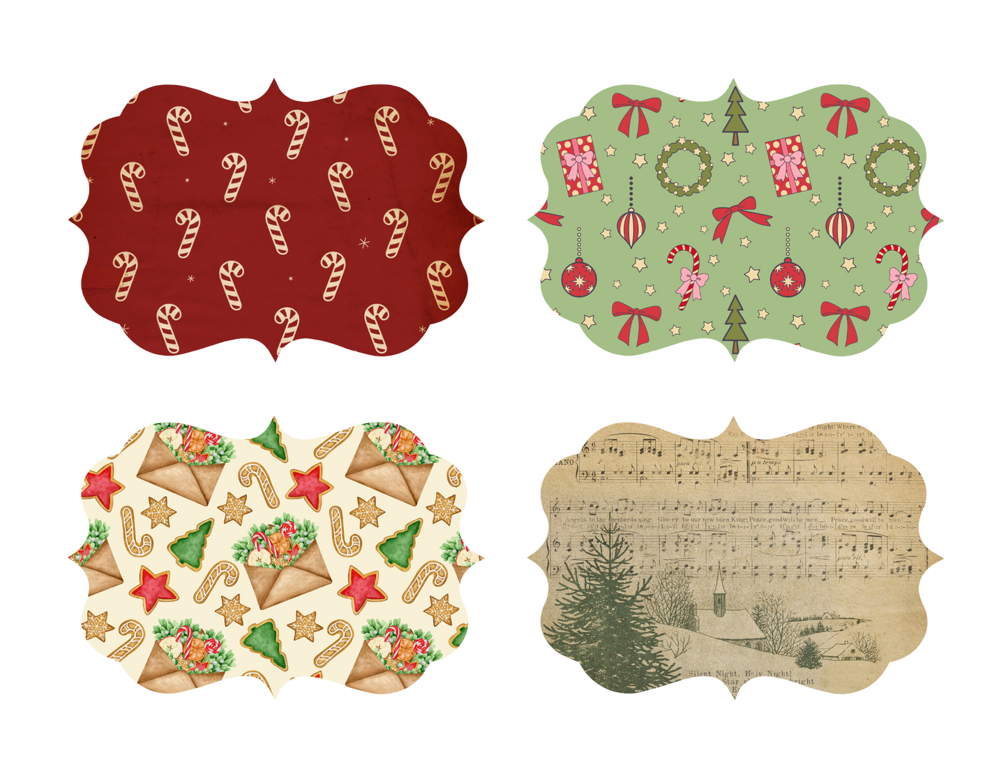 Personalized Ornament - Gift Tag Shape with Scalloped Edges