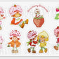 Strawberry Shortcake Sticker Sheet Set of 8 Decal 80s Retro Inspired