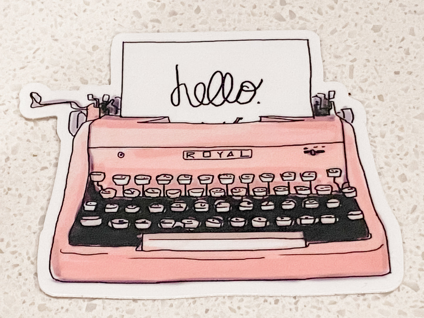 Pink Vintage Royal Typewriter Writer Sticker Decal Perfect