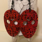JASON MASK Halloween earrings RED resin glitter Voorhees Friday the 13th horror movie can personalize glitter color